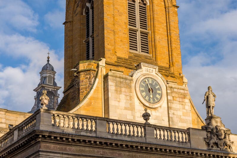 All Saints Church Clock in the Centre of Northampton England Stock Image Image of united