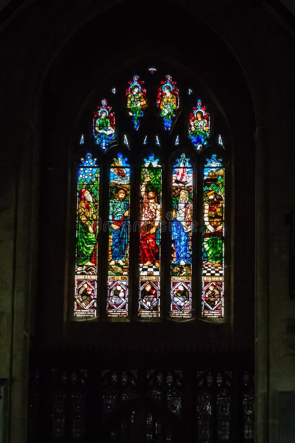 All Saints Church in Langport Stained Glass Nave. England, Langport - 23 June 2015: All Saints Church in Langport Stained Glass Nave royalty free stock photos All Saints Church in Langport Stained Glass Nave. England, Langport - 23 June 2015: All Saints Church in Langport Stained Glass Nave royalty free stock photos