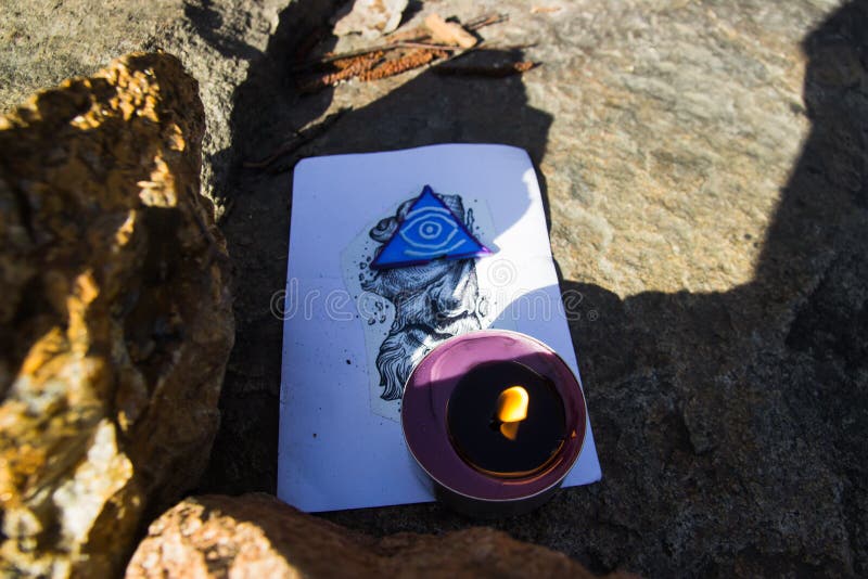 The All Seeing Eye. Masonic representation from art and candle. Third eye pyramid stock images, royalty-free photos and pictures