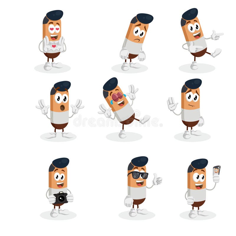 Human Mascot and Background with Selfie Pose Stock Vector