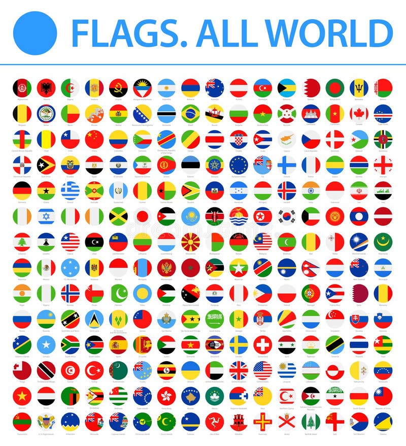 All World Flags - Vector Round Flat Icons vector illustration