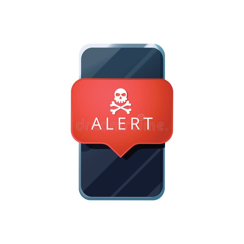 Allarme del virus del telefono cellulare Messaggio phishing del cranio di errori di sicurezza di raggiro dello smartphone di malw