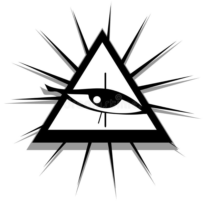 Alziend Oog in zwart-wit geïsoleerd royalty-vrije illustratie