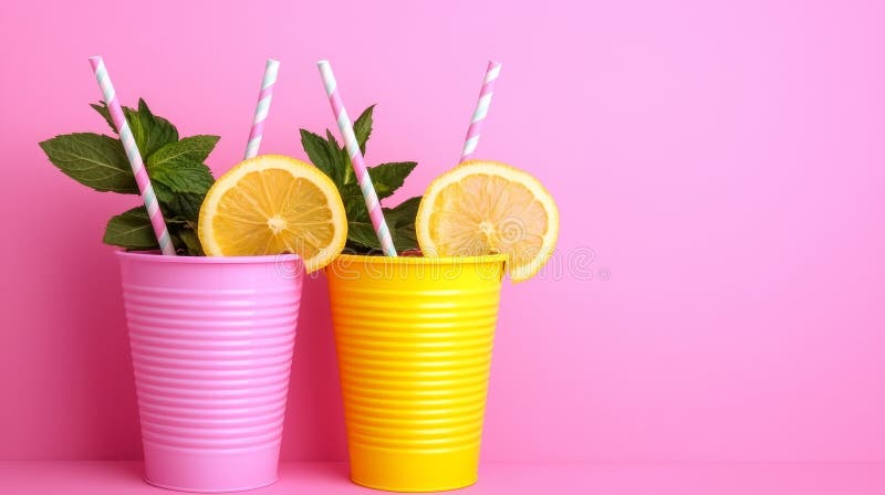 Allegra scena di vendita in garage con cuciture colorate e tazze di limonata rinfrescanti illustrazione vettoriale