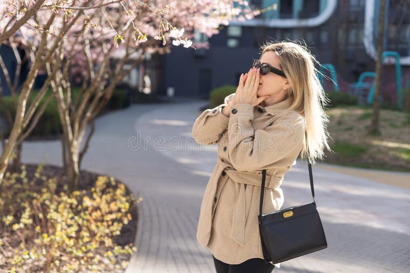 Woman allergic suffering from seasonal. Woman allergic suffering from seasonal