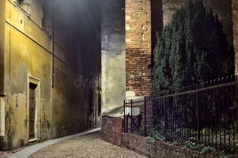 Alley at night of an italian town