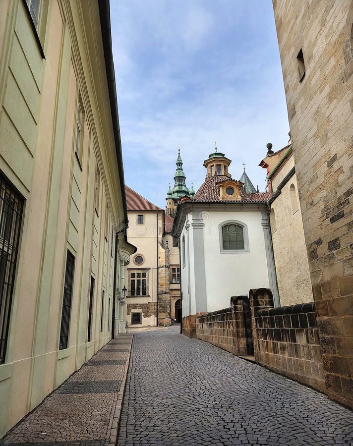 Alleys of Prague. Picturesque inner courtyard in the castle grounds