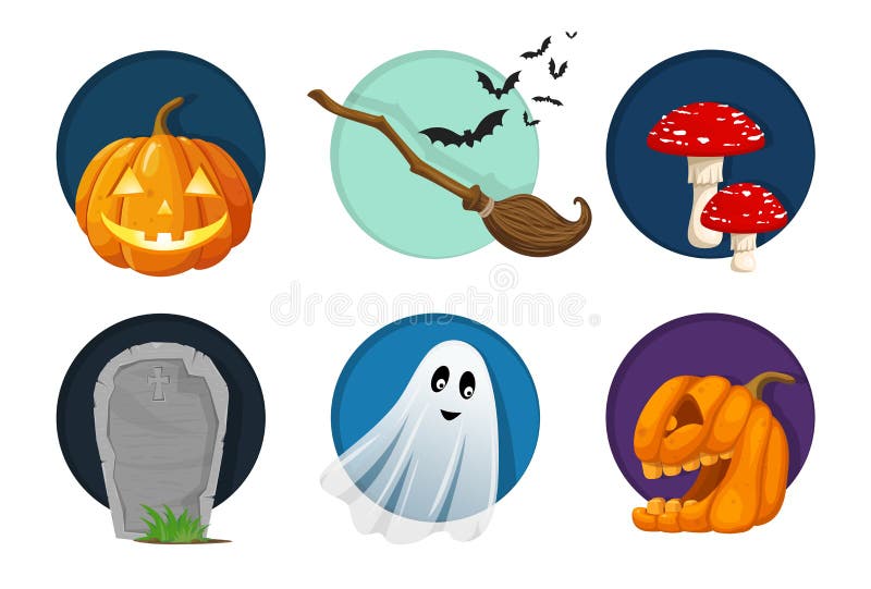 Allhelgonaaftonbeståndsdelar, objekt och symbolsuppsättning Gullig vektorillustration stock illustrationer Allhelgonaaftonbeståndsdelar, objekt och symbolsuppsättning Gullig vektorillustration stock illustrationer