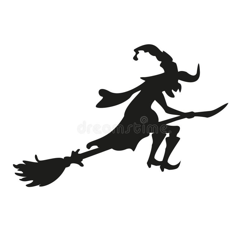 Allhelgonaaftonhäxa. Kontur. Isolerat stock illustrationer Allhelgonaaftonhäxa. Kontur. Isolerat stock illustrationer