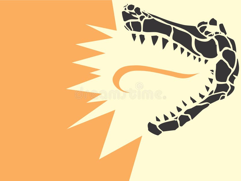 Simple image of an stylized alligator head derived from my own scratch board design with tongue of flame. Space for text on left can be easily expanded with a vector program.