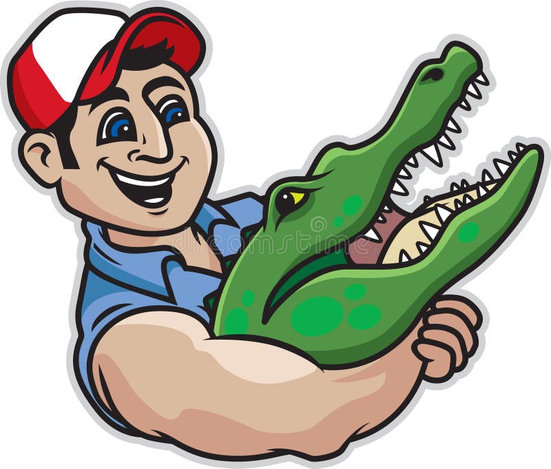 Vector Illustration of a man wrestling an alligator. Vector Illustration of a man wrestling an alligator.
