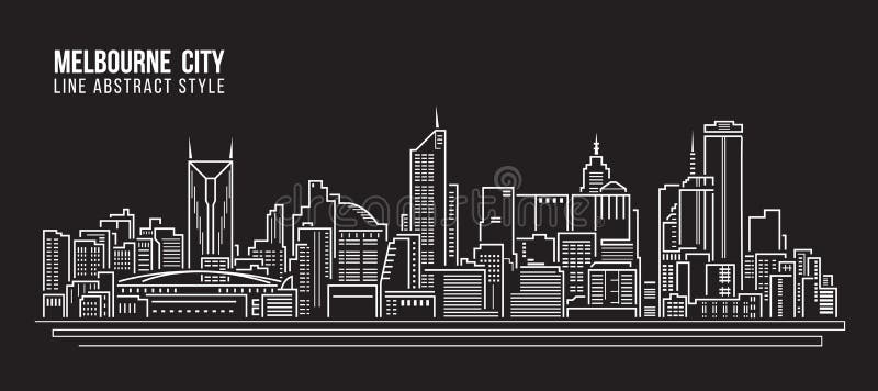 Allineamento dei fabbricati di paesaggio urbano progettazione dell'illustrazione di vettore di arte - città di Melbourne