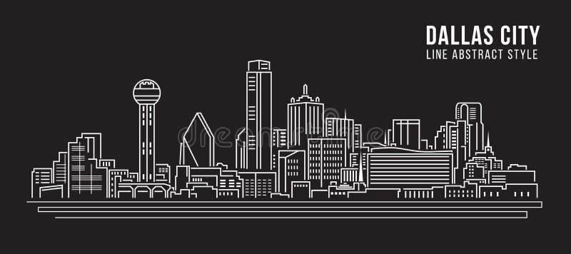Allineamento dei fabbricati di paesaggio urbano progettazione dell'illustrazione di vettore di arte - Dallas City