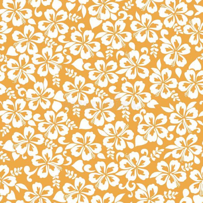 Allover stylized Hibiscus repeat vector pattern. Random layout