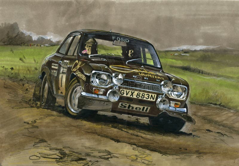Allumeurs de Colibri du rassemblement RS1600 de Ford Escort Mk 1 illustration stock Allumeurs de Colibri du rassemblement RS1600 de Ford Escort Mk 1 illustration stock