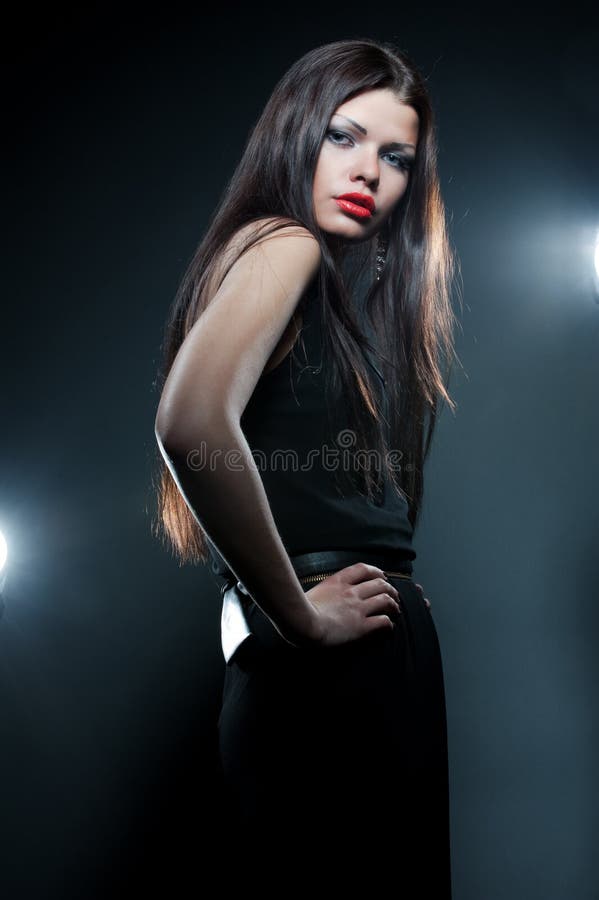 Alluring Model Wears Bra Posing at Studio Stock Image - Image of lonely ...