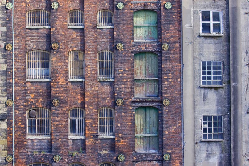 Derelict warehouses in Bristol docks, UK. Derelict warehouses in Bristol docks, UK