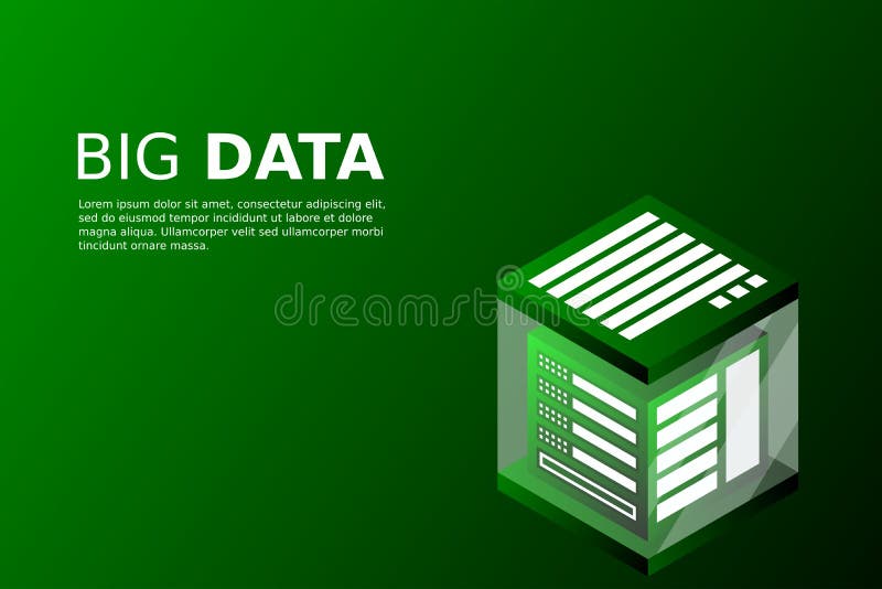 Almacenamiento de datos de alta tecnología desencadenado unidad central de la nube del centro de proceso de datos del concepto del ilustración del vector