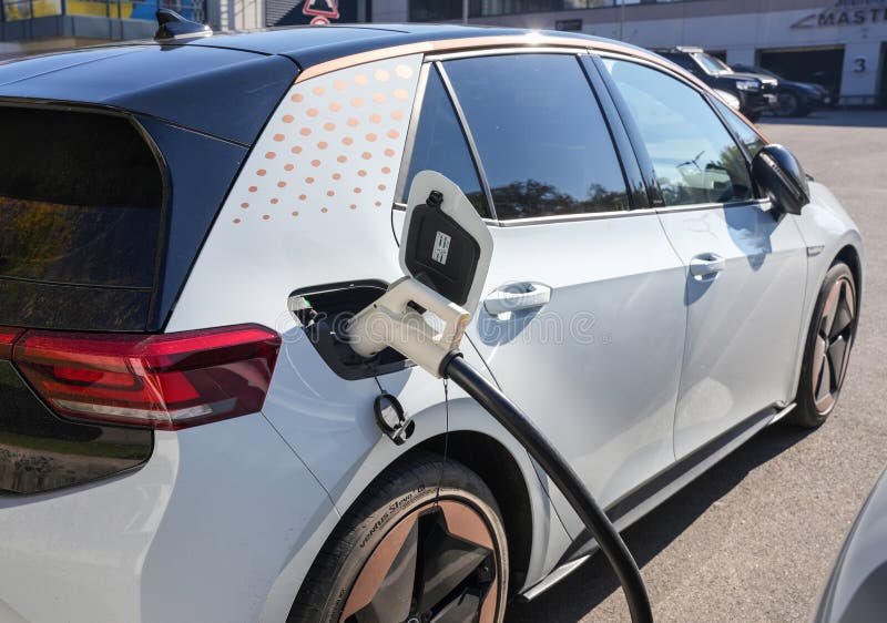 Almaty, Kazakhstan November 11, 2023 the Charging Plug is Inserted