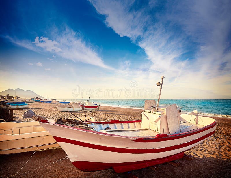 Almeria Cabo de Gata San Miguel beach boats