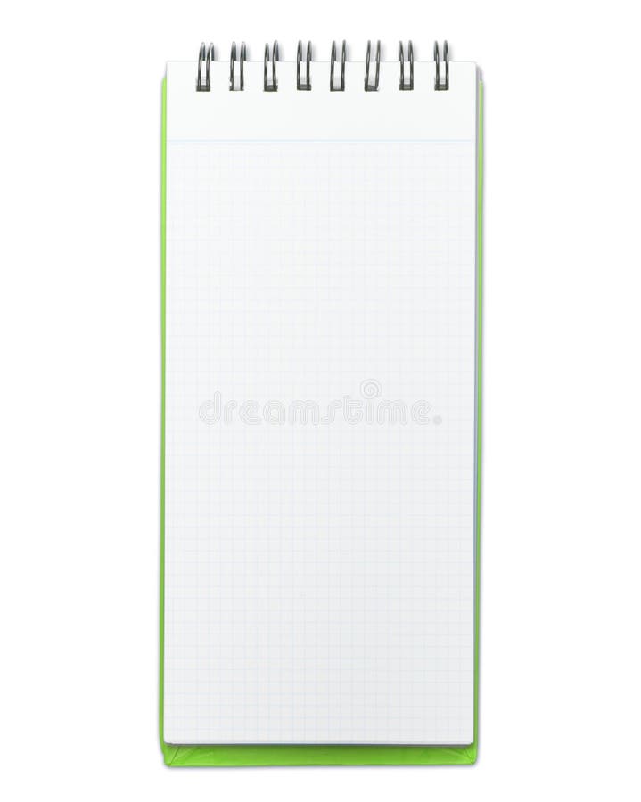 Almofada de memorando com a tampa verde isolada no branco