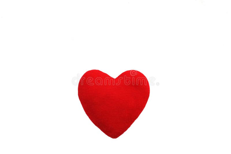 Close up Red heart pillow on a white background,small. Close up Red heart pillow on a white background,small