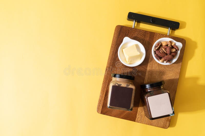 Almond Butter Spread and Almond Chocolate Butter Spread Stock Photo