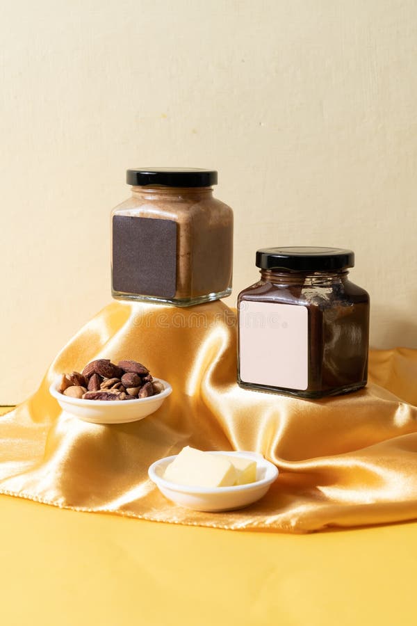Almond Butter Spread and Almond Chocolate Butter Spread Stock Image