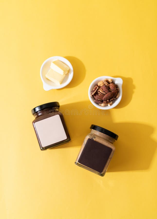 Almond Butter Spread and Almond Chocolate Butter Spread Stock Image