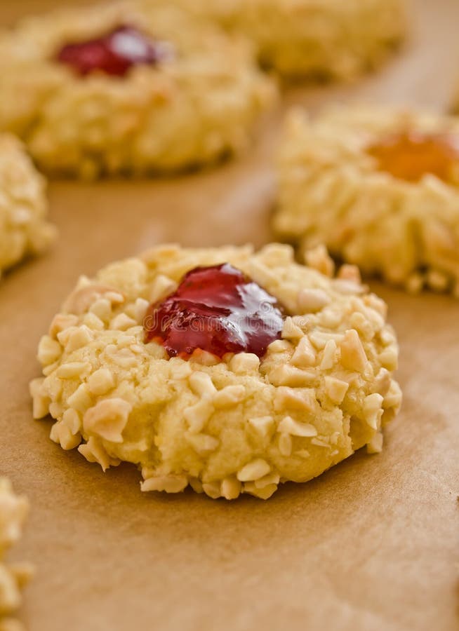 Almond Cookies with Fruit Jam Stock Image Image of baking, nuts 28176811