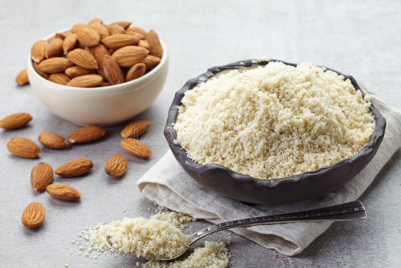 Almond flour and almonds stock image. Image of dessert 69572743