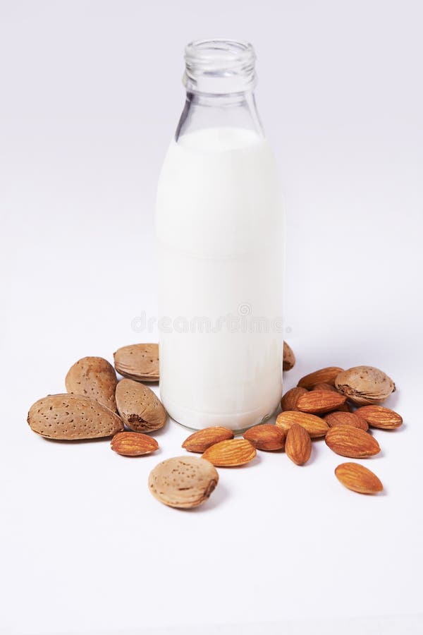 Almond milk in bottle stock image. Image of vegan, bottle 62642835