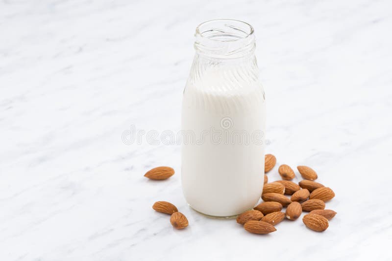 Almond Milk in a Glass Bottle Stock Image Image of smooth, milk 60717295