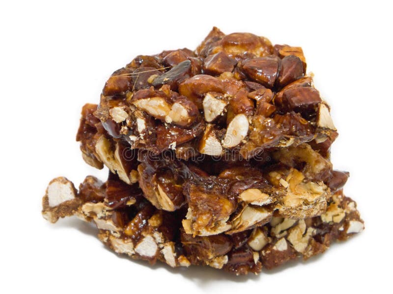 Almond Nougat Isolated on White. Stock Image Image of dietary, nougat