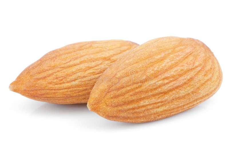 Almond nuts on white royalty free stock photography