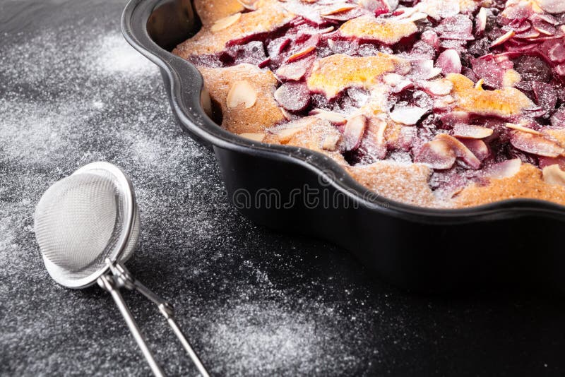 Almond and Raspberry Cake, Bakewell Tart. Traditional British Pastry