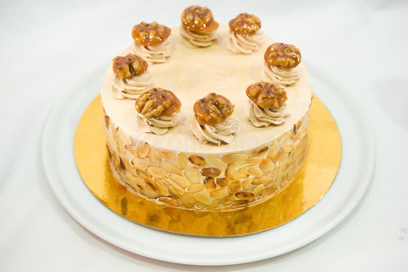 Almond Toffee Cake stock image. Image of toffee, party 33167073