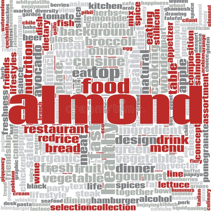 Almond word cloud stock illustration. Illustration of healthy 111985272