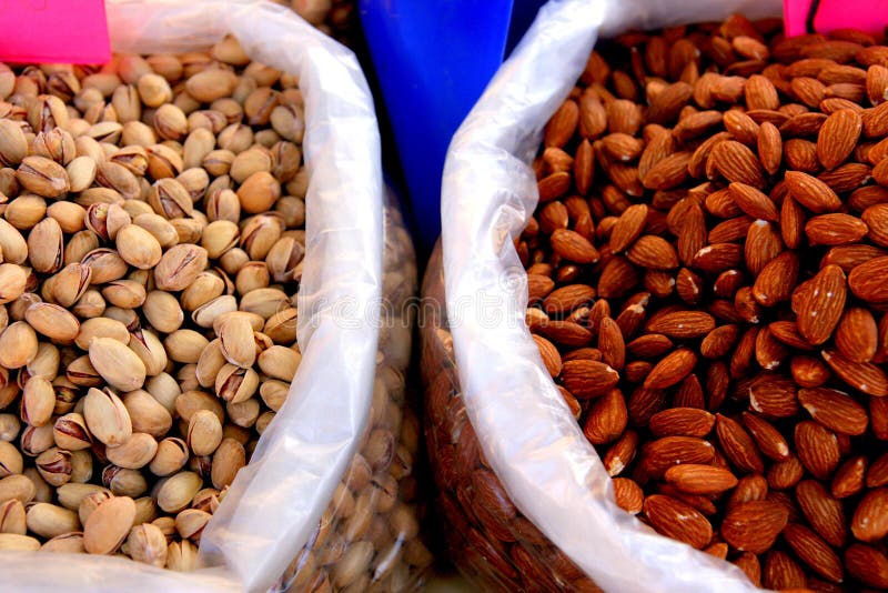 Almonds & pistachios traditional market in Sicily