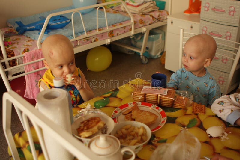 Tomsk, Russia - August 22, 2009: Unidentified child lunch in pediatric oncohematological department on Tomsk Regional Clinical Hospital. The Department of Pediatric Oncology and Hematology. Tomsk Regional Clinical Hospital. Ill unidentified children live here together with their mothers. Leukemia (a blood cancer), anemia, hemophilia â€“ these diseases rank second in the statistics of mortality of children under the age of 14. First rank is the accidents (injuries and poisoning). In case of blood cancer the most important thing is to diagnose it in time. If the illness was detected early and the treatment was picked up correctly, the probability of treatment or transition in a condition of long remission at children makes 80-90 percent. In Russia during the last years the survival rate at a blood cancer has grown with 4 to 80 percent. Tomsk, Russia - August 22, 2009: Unidentified child lunch in pediatric oncohematological department on Tomsk Regional Clinical Hospital. The Department of Pediatric Oncology and Hematology. Tomsk Regional Clinical Hospital. Ill unidentified children live here together with their mothers. Leukemia (a blood cancer), anemia, hemophilia â€“ these diseases rank second in the statistics of mortality of children under the age of 14. First rank is the accidents (injuries and poisoning). In case of blood cancer the most important thing is to diagnose it in time. If the illness was detected early and the treatment was picked up correctly, the probability of treatment or transition in a condition of long remission at children makes 80-90 percent. In Russia during the last years the survival rate at a blood cancer has grown with 4 to 80 percent.