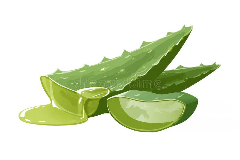 Aloe vera Blatt mit Querschnitt und Tropfgel minimal auf weiß lizenzfreies stockfoto