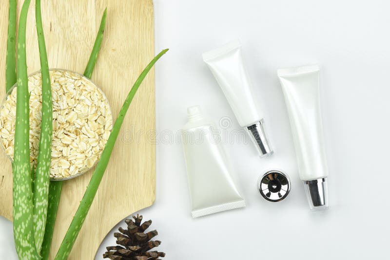 Aloesu Vera roślina, Naturalny skincare piękna produkt Kosmetyczni butelka zbiorniki z zielonymi ziołowymi liśćmi fotografia stock Aloesu Vera roślina, Naturalny skincare piękna produkt Kosmetyczni butelka zbiorniki z zielonymi ziołowymi liśćmi fotografia stock