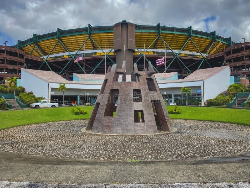 Aloha stadium background with blue sky