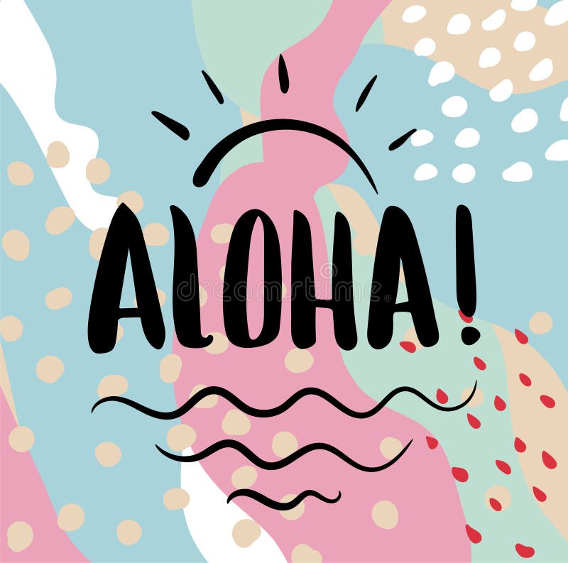 Aloha Text With Toucan Flamingo Pineapple And Exotic