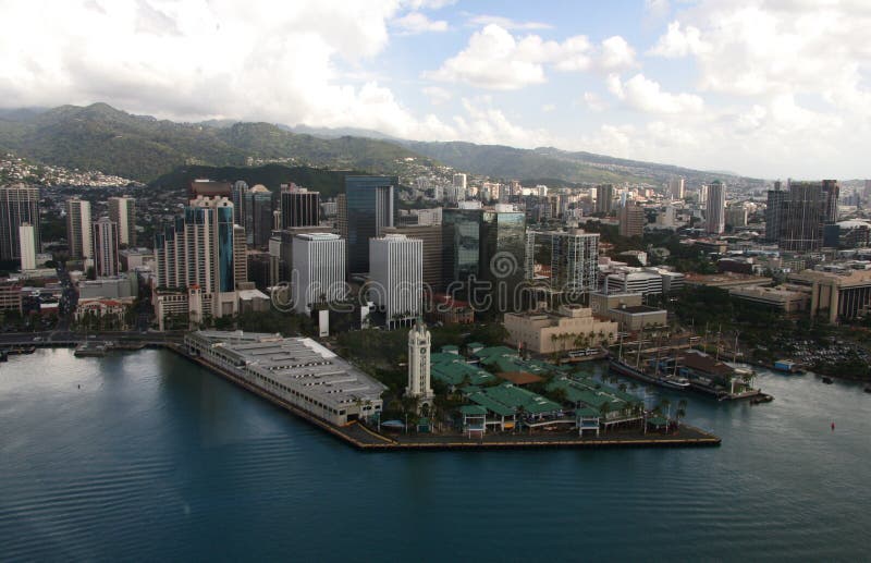 Aloha Tower Aerial Vista Oahu