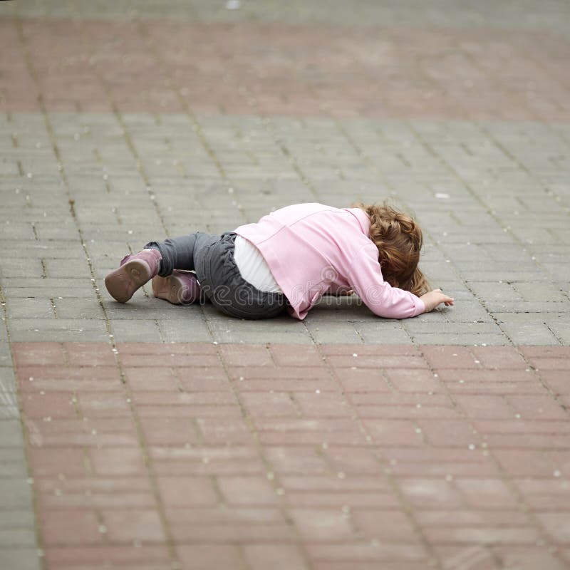 Alone Crying Girl Lying On Asphalt Stock Photo Image of female, wall 45351740