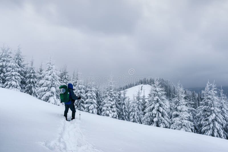 Alone tourist with a backpack royalty free stock photography Alone tourist with a backpack royalty free stock photography