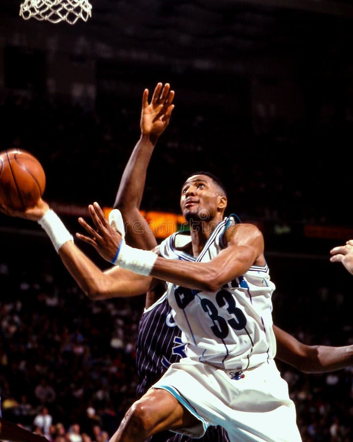 Alonzo Mourning Charlotte Hornets stock foto Alonzo Mourning Charlotte Hornets stock foto