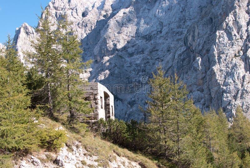 Alp mountains and old cable car