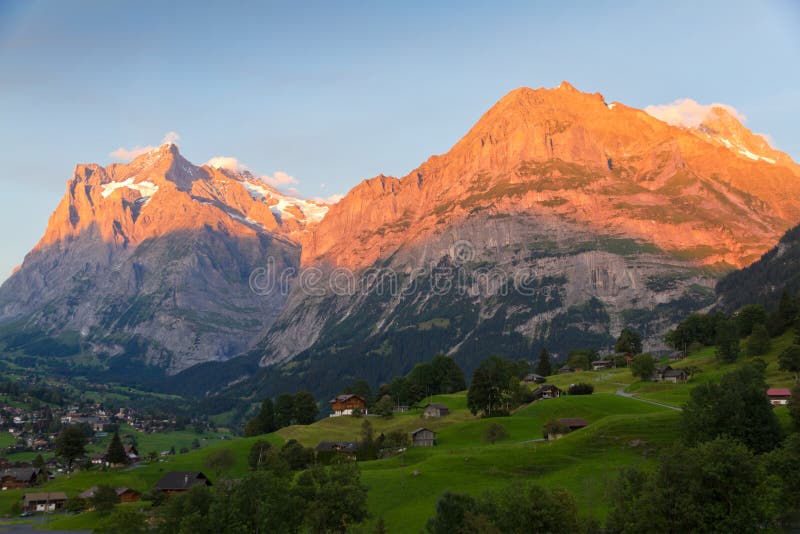 Alpenglow in Grindelwald, Switzerland